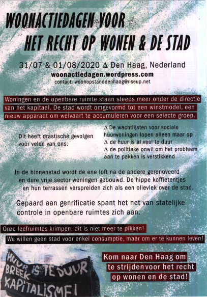 31 juli + 1 augustus 2020<br>
Woonactiedagen Den Haag - Recht op wonen & de stad